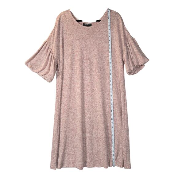 Lane Bryant 14/16 Pink Marled Knit Shift Dress Bell Sleeve Stretch Minimalist - Picture 5 of 10